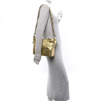 CHANEL Metallic Aged Calfskin Quilted Medium Gabrielle Gold