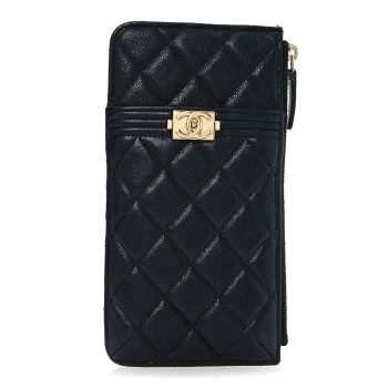 CHANEL Caviar Quilted Boy iPhone Pouch Black