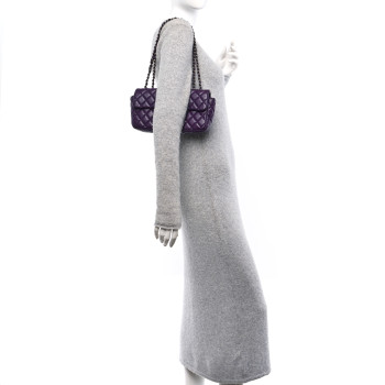 CHANEL Lambskin East West Flap Purple