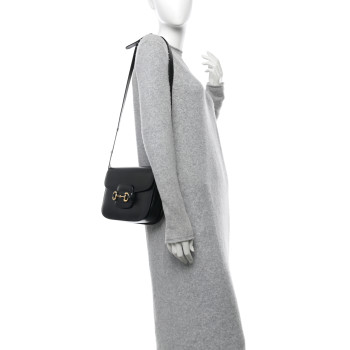 GUCCI Azalea Calfskin Horsebit 1955 Shoulder Bag Black