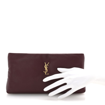 SAINT LAURENT Lambskin Long Calypso Pouch Rouge Merlot