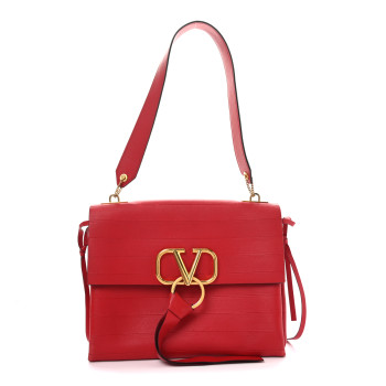 VALENTINO GARAVANI Calfskin Medium Vring Shoulder Bag Rouge