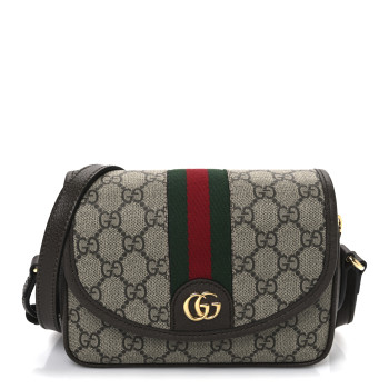 GUCCI GG Supreme Monogram Textured Dollar Calfskin Mini Ophidia Flap Shoulder Bag Beige Ebony New Acero