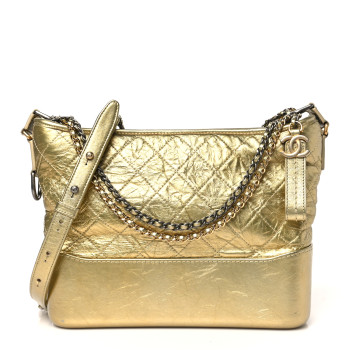 CHANEL Metallic Aged Calfskin Quilted Medium Gabrielle Gold