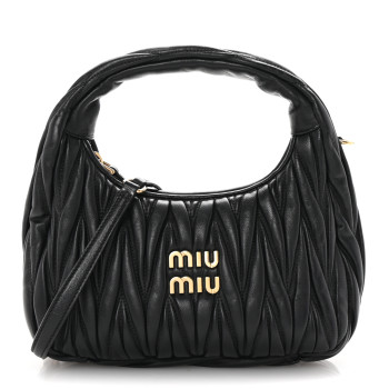MIU MIU Nappa Matelasse Small Wander Hobo Black