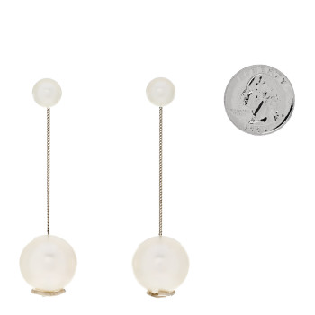 CHANEL Pearl CC Drop Earrings Gold