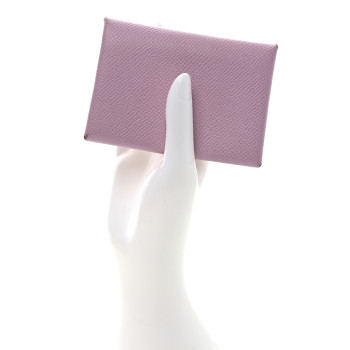 HERMES Epsom Calvi Duo Card Case Mauve Sylvestre
