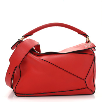 LOEWE Calfskin Medium Puzzle Bag Scarlet