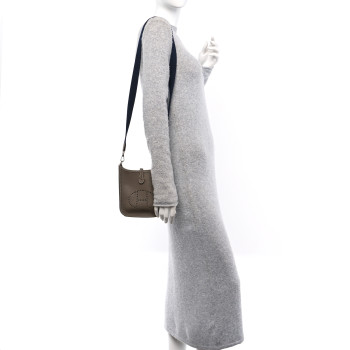 HERMES Taurillon Clemence Amazone Evelyne TPM Etoupe Bleu Indigo