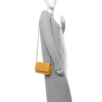 CHANEL Caviar Quilted Wallet on Chain WOC Yellow