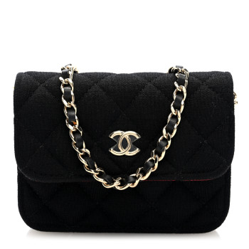CHANEL Jersey Quilted Micro Mini Flap Black
