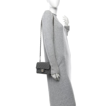 CHANEL Lambskin Quilted Mini Rectangular Flap Dark Grey