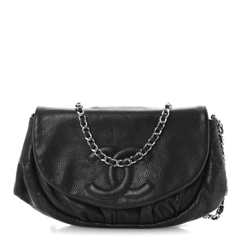 CHANEL Caviar Half Moon Wallet On Chain WOC Black