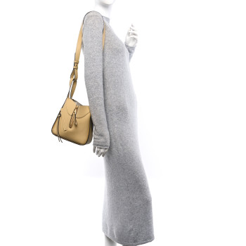 LOEWE Soft Grained Calfskin Compact Hammock Shoulder Bag Dark Butter