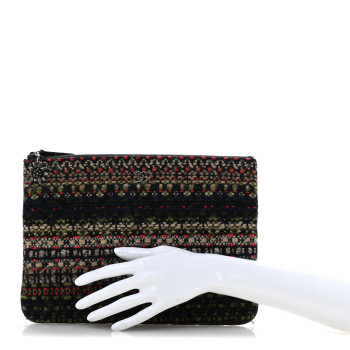 CHANEL Tweed Quilted Medium Cosmetic Case Black