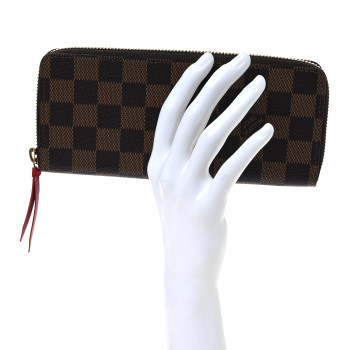 LOUIS VUITTON Damier Ebene Clemence Wallet Cherry