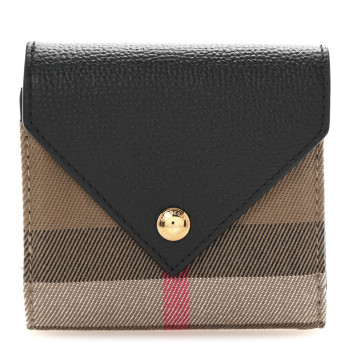 BURBERRY Haymarket Check Compact Wallet Black