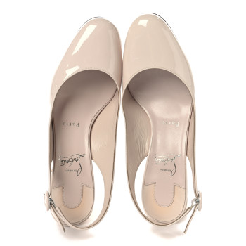 CHRISTIAN LOUBOUTIN Patent So Jane Sling 55 Pump 38 Leche