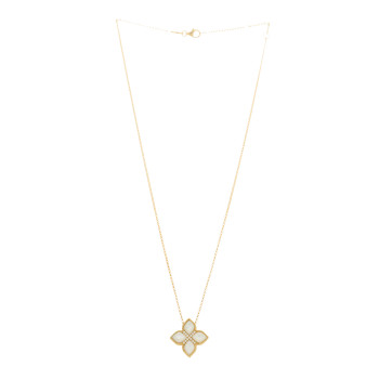 ROBERTO COIN 18K Yellow Gold Diamond Mother of Pearl Venetian Princess Medium Flower Pendant Necklace