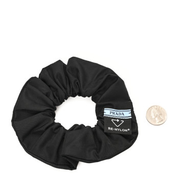 PRADA Re-Nylon Metal Logo Scrunchie Black