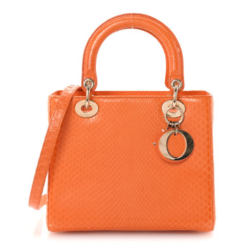 CHRISTIAN DIOR Snakeskin Medium Lady Dior Orange