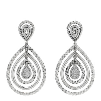 DAVID YURMAN Sterling Silver Diamond Cable Classic Teardrop Earrings