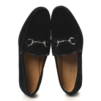 GUCCI Suede Mens 1953 Horsebit Loafers 9 Black