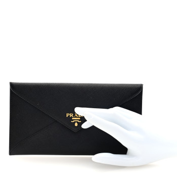 PRADA Saffiano City Calfskin Envelope Wallet Black