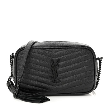 SAINT LAURENT Grain De Poudre Matelasse Monochrome Monogram Mini Lou Camera Bag Black