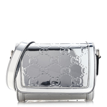 GUCCI Guccissima Mirror Effect Mini Crossbody Silver Sphinx