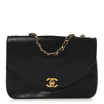CHANEL Lambskin Ribbon Quilted Small Single Flap Black