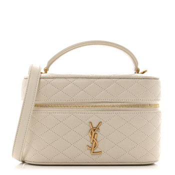 SAINT LAURENT Lambskin Quilted Mini Gaby Vanity Case Crema Soft