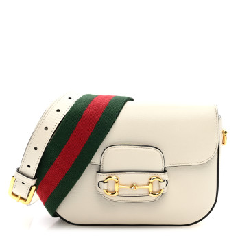 GUCCI Azalea Calfskin Web Mini Horsebit 1955 Shoulder Bag Mystic White