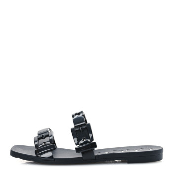 GUCCI Rubber Womens Slide Sandals 36 Black