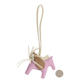 HERMES Milo Lambskin Grigri Rodeo Pegase Horse Bag Charm PM Mauve Sylvestre Craie Chai
