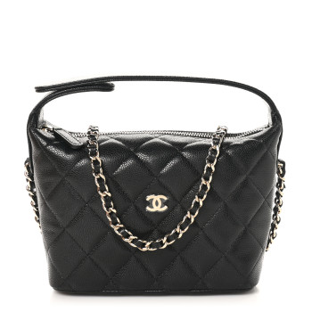CHANEL Caviar Quilted Hobo Black