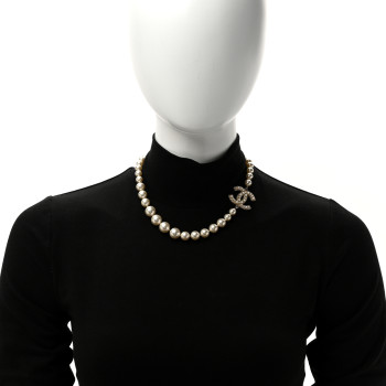 CHANEL Pearl CC 100th Anniversary Necklace Light Gold