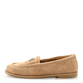 CHANEL Suede Calfskin CC Loafers 40 Dark Beige