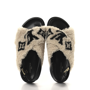LOUIS VUITTON Shearling Paseo Sandals 39 Black