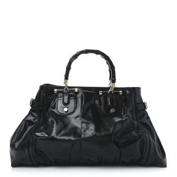 GUCCI Dialux Pop Bamboo Large Top Handle Tote Black