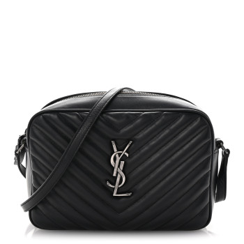 SAINT LAURENT Calfskin Matelasse Monogram Lou Camera Bag Black