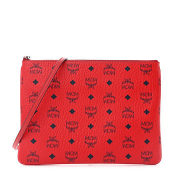 MCM Visetos Medium Crossbody Pouch Candy Red
