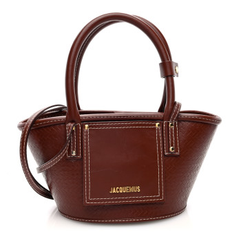 JACQUEMUS Weave Embossed Calfskin Le Petit Panier Soli Cuir