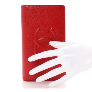 CHANEL Caviar Timeless CC Yen Wallet Red