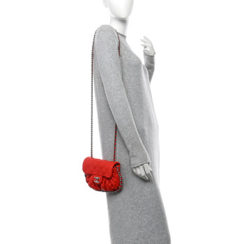 CHANEL Washed Lambskin Mini Chain Around Messenger Red