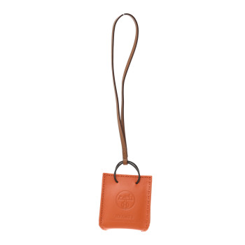 HERMES Milo Lambskin Swift Shopping Bag Charm Feu Gold