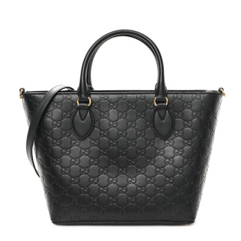 GUCCI Guccissima Small Zippered Bucket Tote Black