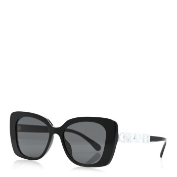 CHANEL Acetate Strass Square Sunglasses 5422-B-A Black White
