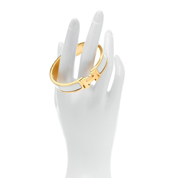 HERMES Enamel Narrow Clic Clac H Bracelet PM White