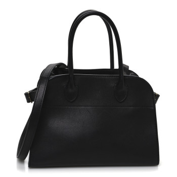 THE ROW Polished Saddle Calfskin Soft Margaux 10 Bag Black